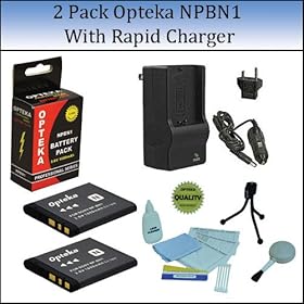 2 Pack of High Capacity Opteka NP-BN1 1000mAh (2000mAh Total) Ultra High Capacity Li-ion Battery Pack With 1 Hour AC/DC Rapid Charger and 5 Piece Cleaning Kit for Sony CyberShot DSC-T99, DSC-TX5, DSC-TX7, DSC-TX9, DSC-W310, DSC-W320, DSC-W330, DSC-W350, DSC-W380, DSC-W390 & DSC-WX5 Digital Cameras