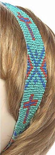 Accent Accessories 122355 Headband, Cross-Seed Bead - Turquoise