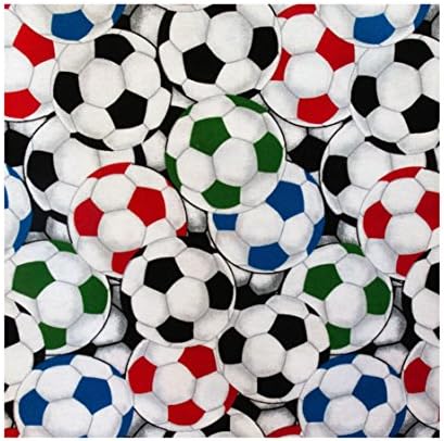 Soccer Balls Multi Color Cotton Curtain Panel 43x63Inch
