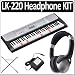 Casio LK220 Premium Pack with Power Supply, Keyboard Stand and Professional Closed Cup Stereo Headphones