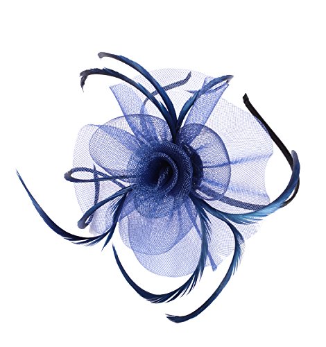 Fascinator Hat with Headband for Women Lady Navy Blue