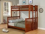 Twin Full Size Bunk Bed Contemporary Style in Burnished Pine