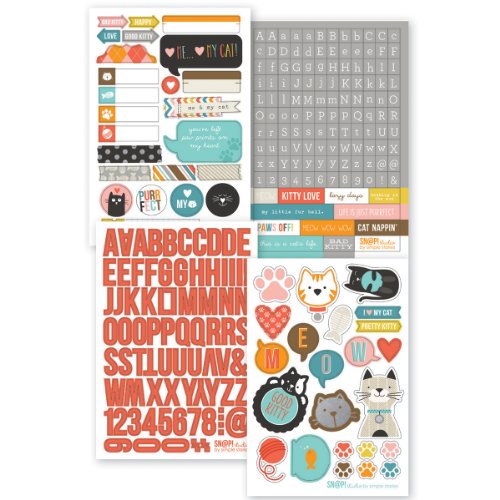 Simple Stories Snatp! Stickers Sheets, 4 by 6-Inch, Cat, 4-Pack