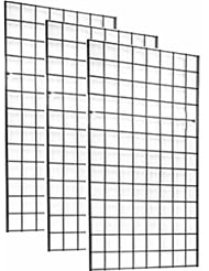 Home: 2 x 4 FOOT COMMERCIAL GRADE WIRE GRID WALL PANEL DISPLAY, 3" ON CENTER 3-PACK, BLACK - Metropolitan Display
