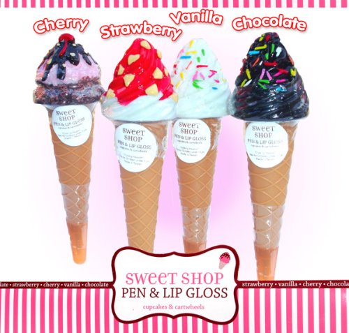 Sweet Shop Ice Cream Pen and Lip Gloss - STRAWBERRY Flavor