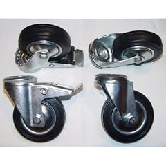 4 x Transportrolle Anschraubloch 100mm Gummi mit Stop Lenk/FS