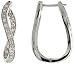 14k White Gold 1 1/16 (26mm) Hoop Earrings, w/ 0.55 Carat Round Brilliant Diamonds