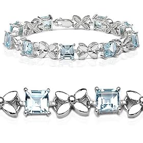 11.25 Carat Genuine Blue Topaz Silver Bracelet by