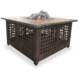 Uniflame GAD860SP LP Gas Outdoor Firebowl with Slate Mantel
