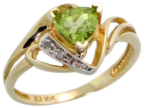 51hRNMnKdKL 10k Gold Ring w/ Brilliant Cut Diamonds Trillion