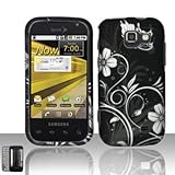 Rubberized Black Silver Vine Flower Snap on Design Case Hard Case Skin Cove ....