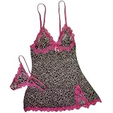 Leopard Print Over Lace Trim Babydoll