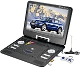 Portable Swivel Bravolink DVD Player with TV USB Card Reader Radio Games MP3 CD-R CD-RW WMA CD DHCD (9.5 inch (989), black)