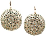 51hRgdOVWpL. SL160  Catherine Popesco 14K Gold Plated Large Filigree Medallion Dangle Earrings with Pacific Opal and Teal Swarovski Crystals