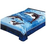 Solaron Killer Whale Queen Bed Blanket, Blue