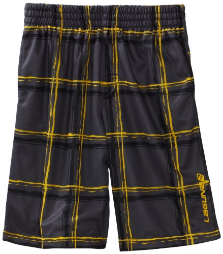 Laguna Boys 8-20 Shoji On Mesh Plaid Print Swim Short, Grey, 14/16