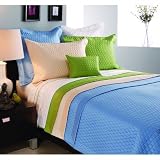 Windowpane Quilted Coverlet Size: King, Color: Pearl