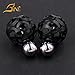 Bine Fashion Jewelry Hollow Out Charming Double-faced Ball Beads Plug Stud Earrings (black)