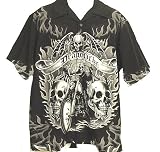 Dragonfly Clothing The Rising Shirt Black & White Skeleton on Motorcycle Shirt Med. - 3XL by Dragonfly Clothing