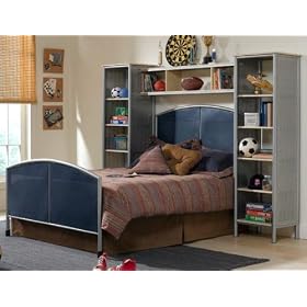 Universal Bed With Wall Storage, SILVER NAVY, TWIN by Home Decorators Collection