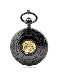 Tirio Roman carve patterns Steampunk Mechanical Movement Hand Wind pocket watch with gift box
