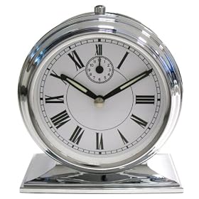 Shiny Retro Alarm Clock - Silvertone