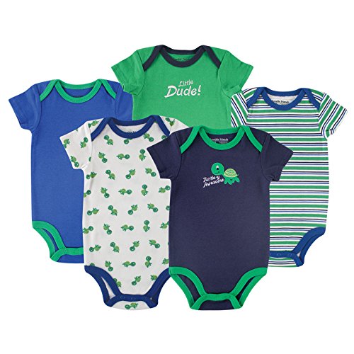 Luvable Friends Hanging 5 Pack Bodysuits, Turtle,6-9 Months