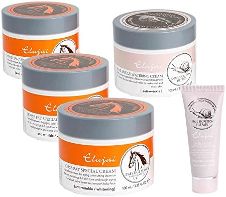 Elujai Horse Oil Cream 100ml x 3 Bottle set _ Snail Cream 100ml _ Horse Oil BB Cream Pack of 5 set