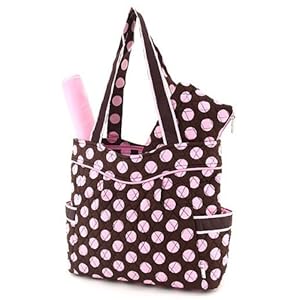 Belvah Quilted Large Polka Dots Diaper Bag (Brown/ Pink)
