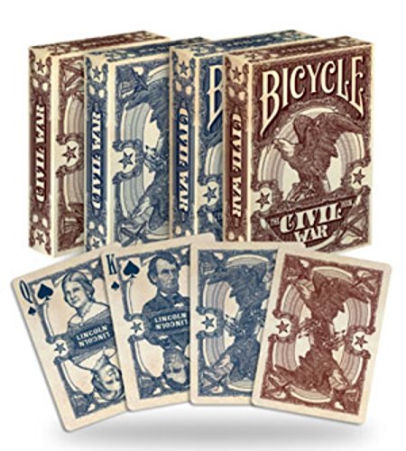 2 Decks Bicycle Civil War Red & Blue Poker Playing Cards Brand New Decks
