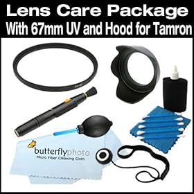 Vivitar 67mm UV Filter and Lens Hood + Care Package For Tamron Lenses