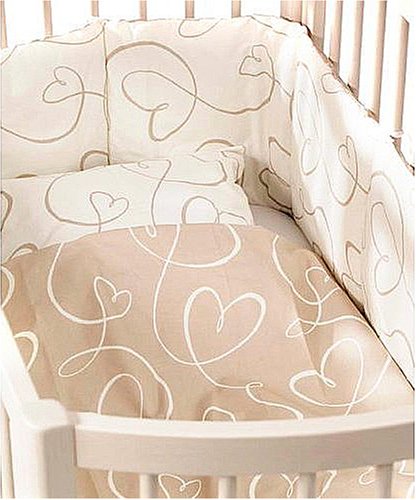 Babydan Junior Bed Linen - Hearts Beige Duvet and Pillow Case Set 100 x 140