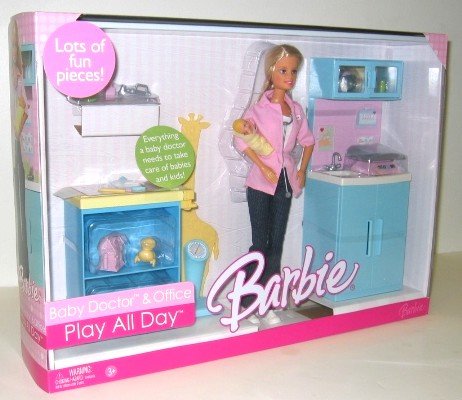 Childrens Toyshop  Toys : Barbie Forever Play All Day Baby Doctor & Office Playset