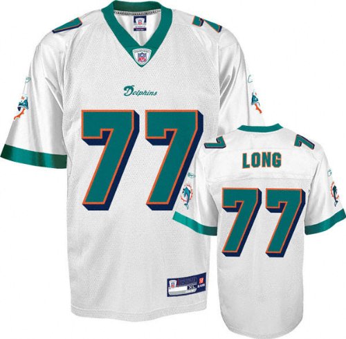Jake Long Jersey: Reebok White Replica #77 Miami Dolphins Jersey - Small
