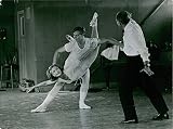 Vintage photo of Rebekah Harkness in her ballet class.