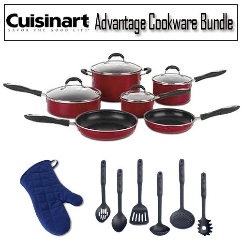Cuisinart 55-10R Cuisinart Advantage Red Non-Stick 10-piece Cookware Set Bundle