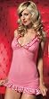 2Pc Polka Dot Mesh Chemise With Embroidered Hearts Lace Trim Ruffle, Includes G-String
