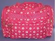 Designer Duffel Bag - Raspberry Paw Design 19" Duffel Bag (Paw Print Duffel) Detachable Strap - Raspberry with White Paws