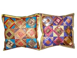 2 Silk Pillow Cover Deep Violet Red Blue Cushion Covers 16"
