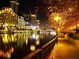 Southbank, Yarra River, and Flinders Walk, Melbourne, Victoria, Australia Photographic Poster Print by David Wall, 32x24