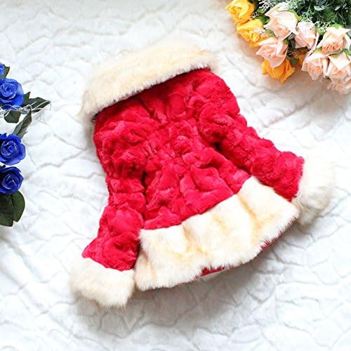 Chinatera Baby Girls Cute Faux Fur Red Coat Kids Winter Warm Jacket Snowsuit Red (31 inch NO.8)