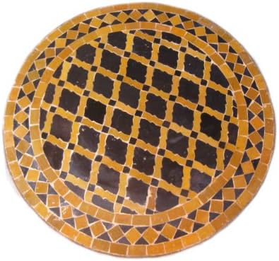 24" Moroccan Mosaic Table, - Derj Design, Black and Gold