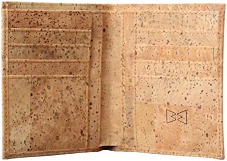 Bi-fold Wallet with a Coin Pocket in Eco-friendly Vegan Cork Leather with Secure RFID Blocking Lining