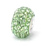 Bella Fascini Peridot Green Swarovski Crystal Element Pave, Sterling Silver European Bead Charm