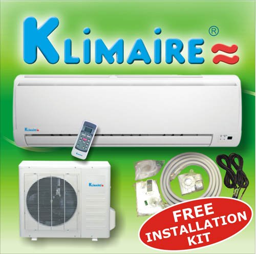 Klimaire 18000 btuh 13 SEER mini split ductless a/c air conditioner & heat pump 220V / 60Hz with free installation kit