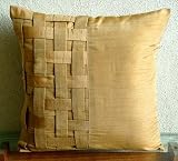 Gold Bricks - Decorative Pillow Covers - Silk Pillow Cover with Basket Weave