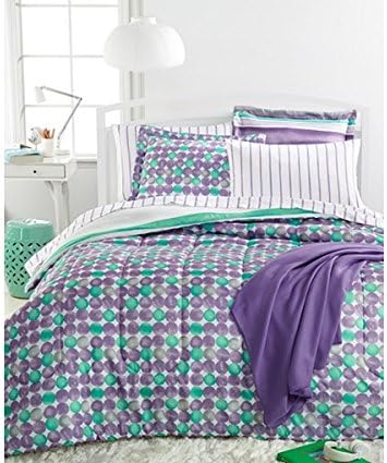 Purple & Teal Tie Dye Striped Teen Girls Twin Comforter Set (6 Piece Bed In A Bag) + HOMEMADE WAX MELT!