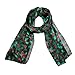CTM Women's Long Satin Christmas Holiday Holly Leaves Scarf