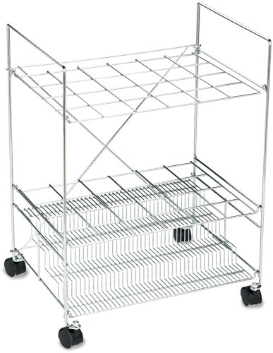Safco 3089 Mobile Chrome Wire Roll File, for 24 3-1/2x3-1/8 Tubes, 22-1/2wx14-5/8dx32-1/4h On Sale