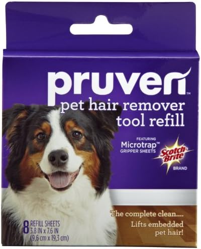 Pruven 849P-RF-8 3.8 by 7.6-Inch Pet Hair Remover Tool Refill with 8-Sheet(2 Pack)